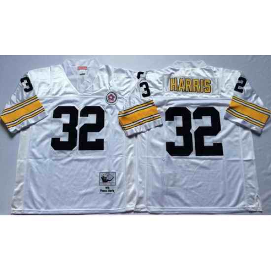 Mitchell And Ness Steelers #32 Franco Harris white Throwback Stitched NFL Jersey